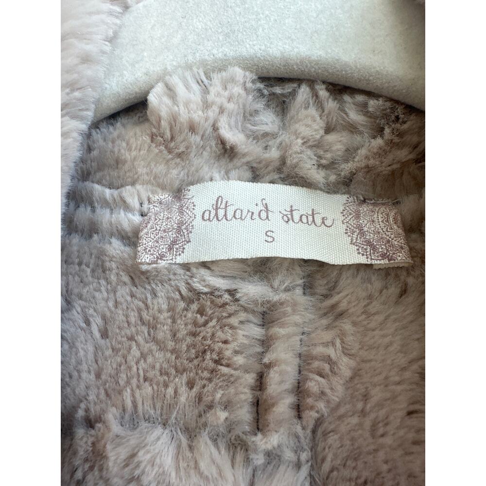 Altar’d State Taupe Faux Suede and Fur Open Front Vest with Pockets - Picture 2 of 8